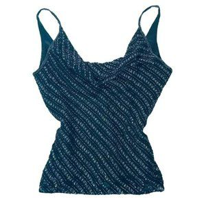 Scala Cowl Neck Hand-Beaded Tank Top